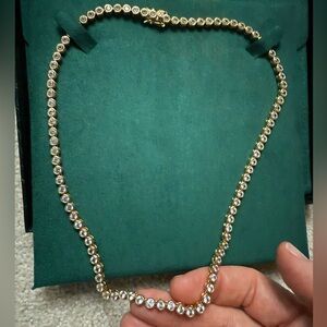 Dorsey James bezel Rivière necklace in white sapphire and gold